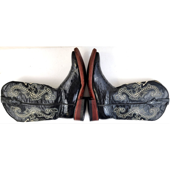 Ferrini Black Caiman Print Cowboy Boots Men’s 8 B Western
